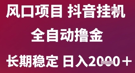 风口项目，六月最新玩法抖音无人挂G，全自动撸金，长期稳定 日入2k+【揭秘】-大熊网创