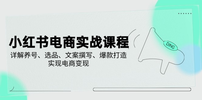 （14549期）小红书电商实战课程，详解养号、选品、文案撰写、爆款打造，实现电商变现-大熊网创