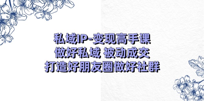 （11209期）私域IP-变现高手课：做好私域 被动成交，打造好朋友圈做好社群（18节）-大熊网创