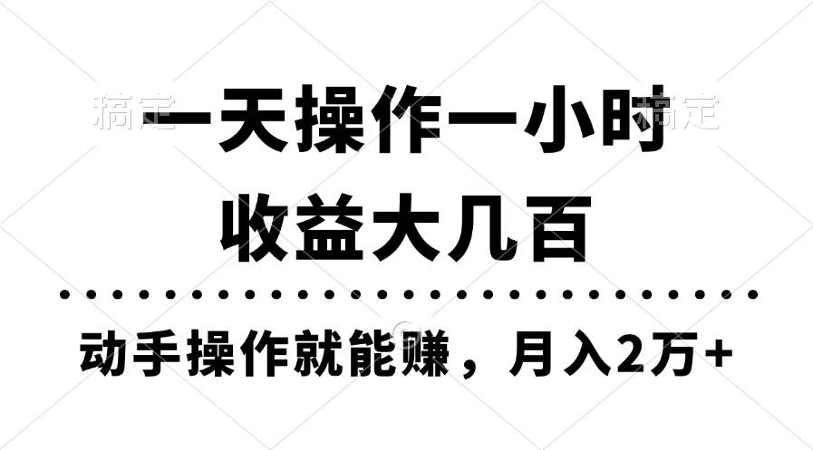 （11263期）一天操作一小时，收益大几百，动手操作就能赚，月入2万+教学-大熊网创