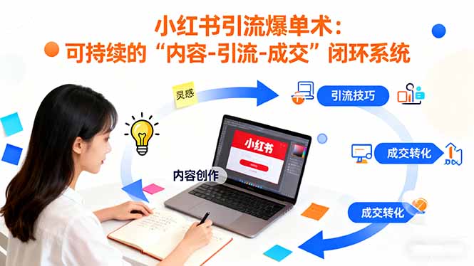 小红书引流爆单术：构建一套低成本 可持续的“内容-引流-成交”闭环系统-大熊网创