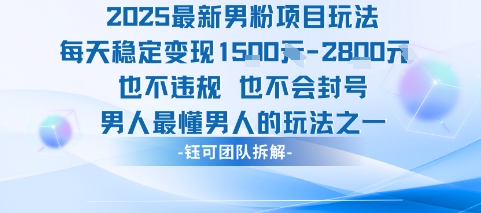 2025最新男粉项目玩法每天变现1k+也不违规也不会封号男人最懂男人的玩法-大熊网创