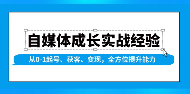 （13963期）自媒体成长实战经验，从0-1起号、获客、变现，全方位提升能力-大熊网创