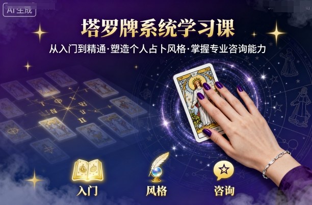 塔罗牌系统学习课，助你从入门到精通，塑造个人占卜风格，掌握专业咨询能力-大熊网创