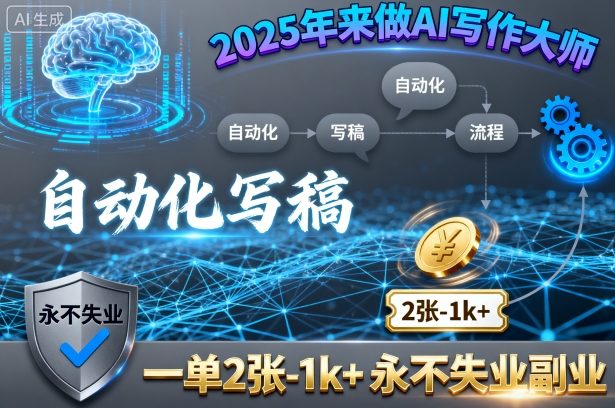 2025年来做AI写作大师，自动化写稿，一单2张-1k+，永不失业副业-大熊网创