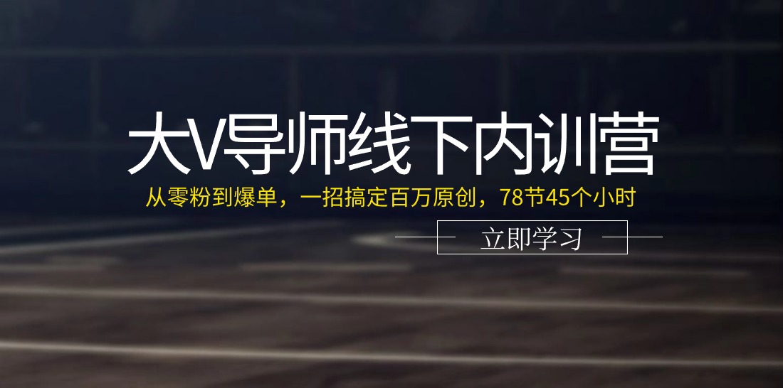 （11261期）大V导师线下内训营：从零粉到爆单，一招搞定百万原创，78节45个小时-大熊网创