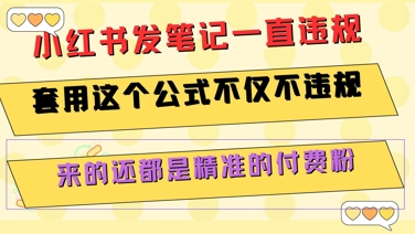 小红书发笔记一直违规，套用这个公式不仅不违规，来的还都是精准的付费粉-大熊网创
