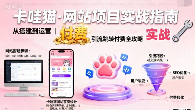 卡哇猫·网站项目，网站搭建与运营以及引流跳转付费-大熊网创