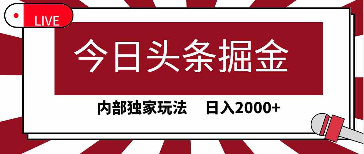 （9832期）今日头条掘金，30秒一篇文章，内部独家玩法，日入2000+-大熊网创