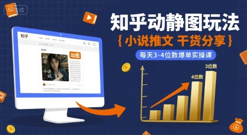 小说推文干货分享之知乎动静图玩法，每天3-4位数爆单实操课-大熊网创