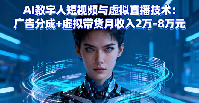 AI数字人短视频与虚拟直播技术：广告分成+虚拟带货月收入2万-8万元-大熊网创