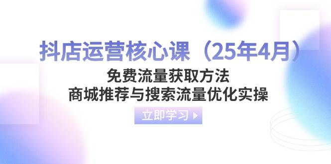 （14267期）抖店运营核心课（25年4月）免费流量获取方法，商城推荐与搜索流量优化实操-大熊网创