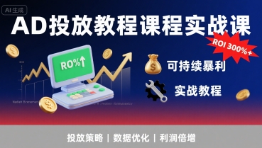 AD投放教程课程实战课，实现广告ROI300%+可持续暴利-大熊网创