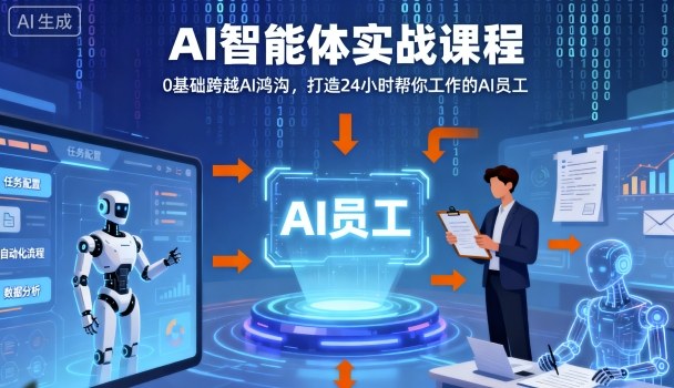 Ai智能体实战课程，0基础跨越Ai鸿沟，打造24小时帮你工作的Ai员工，打破常规，以实战定义Ai-大熊网创