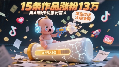 用AI制作幼崽代言人，宝宝的控诉火爆全网，15条作品涨粉13W，单号月入5位数实操教程-大熊网创