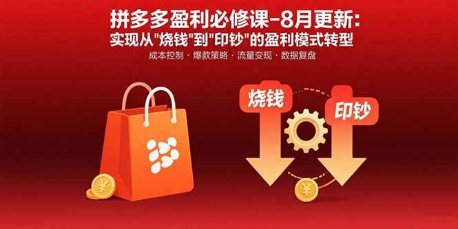 （15771期）拼多多盈利必修课-8月更新：突破运营瓶颈 实现从烧钱到印钞的盈利模式转型-大熊网创