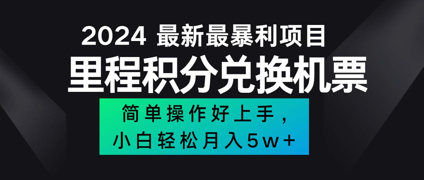 （12016期）2024最新里程积分兑换机票，手机操作小白轻松月入5万++-大熊网创