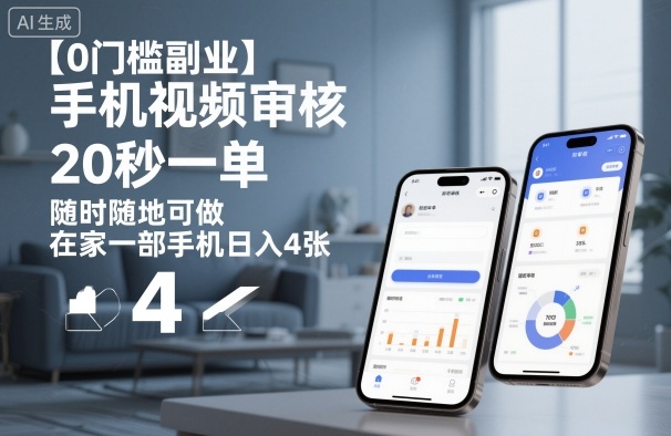 【0门槛副业】手机视频审核，20秒一单，随时随地可做，在家一部手机日入4张【揭秘】-大熊网创