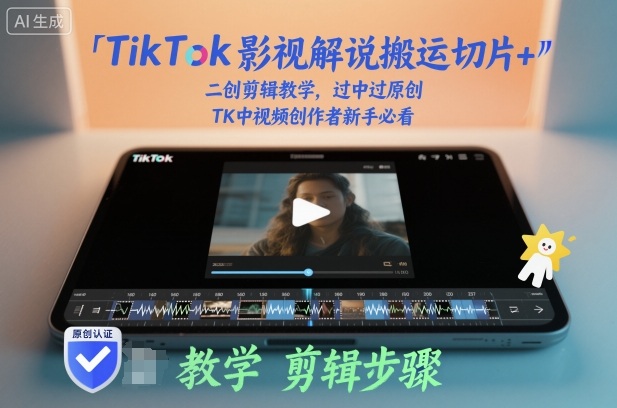 TikTok影视解说搬运切片+二创剪辑教学，过中过原创，TK中视频创作者新手必看-大熊网创