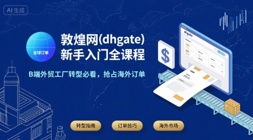 敦煌网(dhgate)新手入门全课程，B端外贸工厂转型必看，抢占海外订单-大熊网创