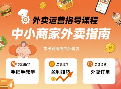 外卖运营指导课程，中小商家外卖指南，手把手带出能挣钱的外卖店-大熊网创