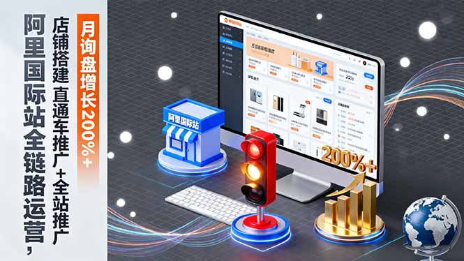 阿里国际站全链路运营，店铺搭建+直通车推广+全站推广，月询盘增长200%+-大熊网创