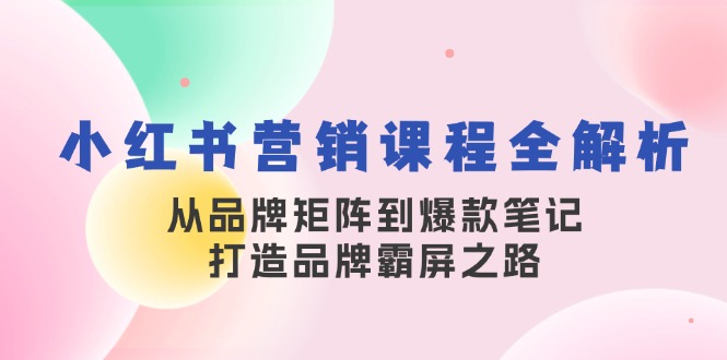 （13017期）小红书营销课程全解析，从品牌矩阵到爆款笔记，打造品牌霸屏之路-大熊网创