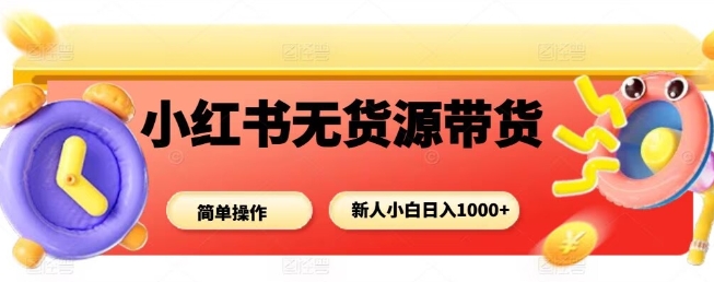 小红书无货源带货项目，简单无脑，新人小白日入多张-大熊网创