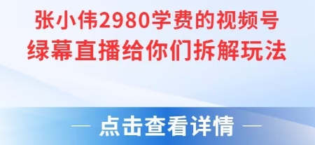 张小伟2980付费额视频号绿幕直播给你们拆解玩法-大熊网创