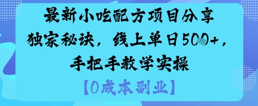 最新小吃配方项目分享独家秘诀，线上单日5张，手把手教学实操-大熊网创