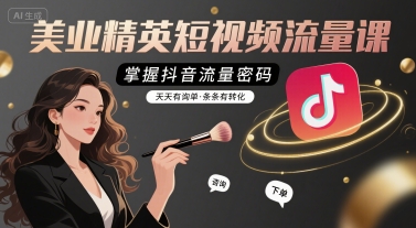美业精英短视频流量课，掌握抖音流量密码，天天有询单，条条有转化-大熊网创