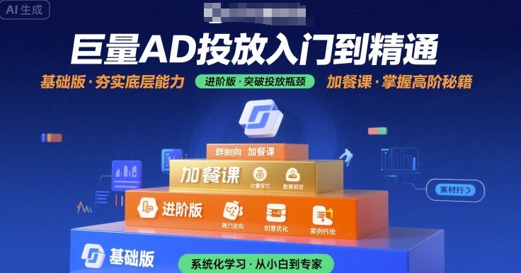 巨量AD投放入门到精通，基础版+进阶版+加餐课-大熊网创