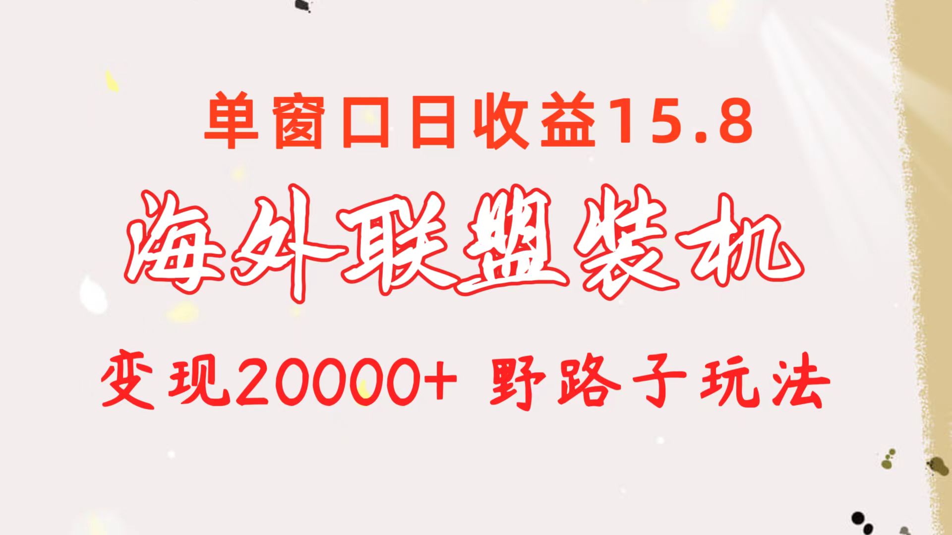 （10475期）海外联盟装机 单窗口日收益15.8 变现20000+ 野路子玩法-大熊网创