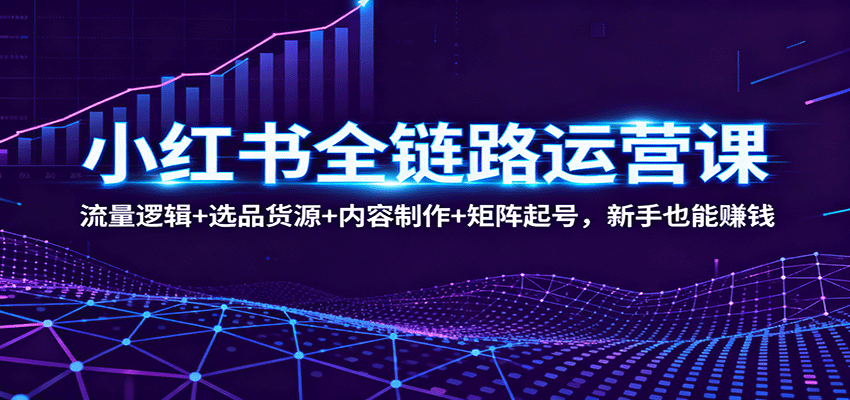 小红书全链路运营课：流量逻辑+选品货源+内容制作+矩阵起号，新手也能赚钱-大熊网创