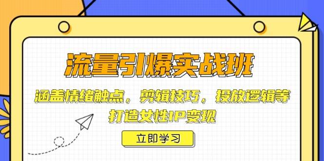 （14008期）流量引爆实战班，涵盖情绪触点，剪辑技巧，投放逻辑等，打造女性IP变现-大熊网创