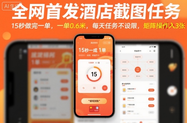 全网首发酒店截图任务，15秒做完一单，一单0.6米，每天任务不设限，矩阵操作日入3张【揭秘】-大熊网创