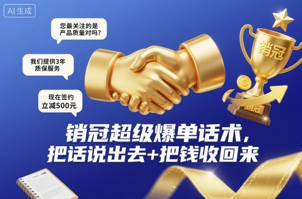 销冠超级爆单话术，把话说出去+把钱收回来-大熊网创