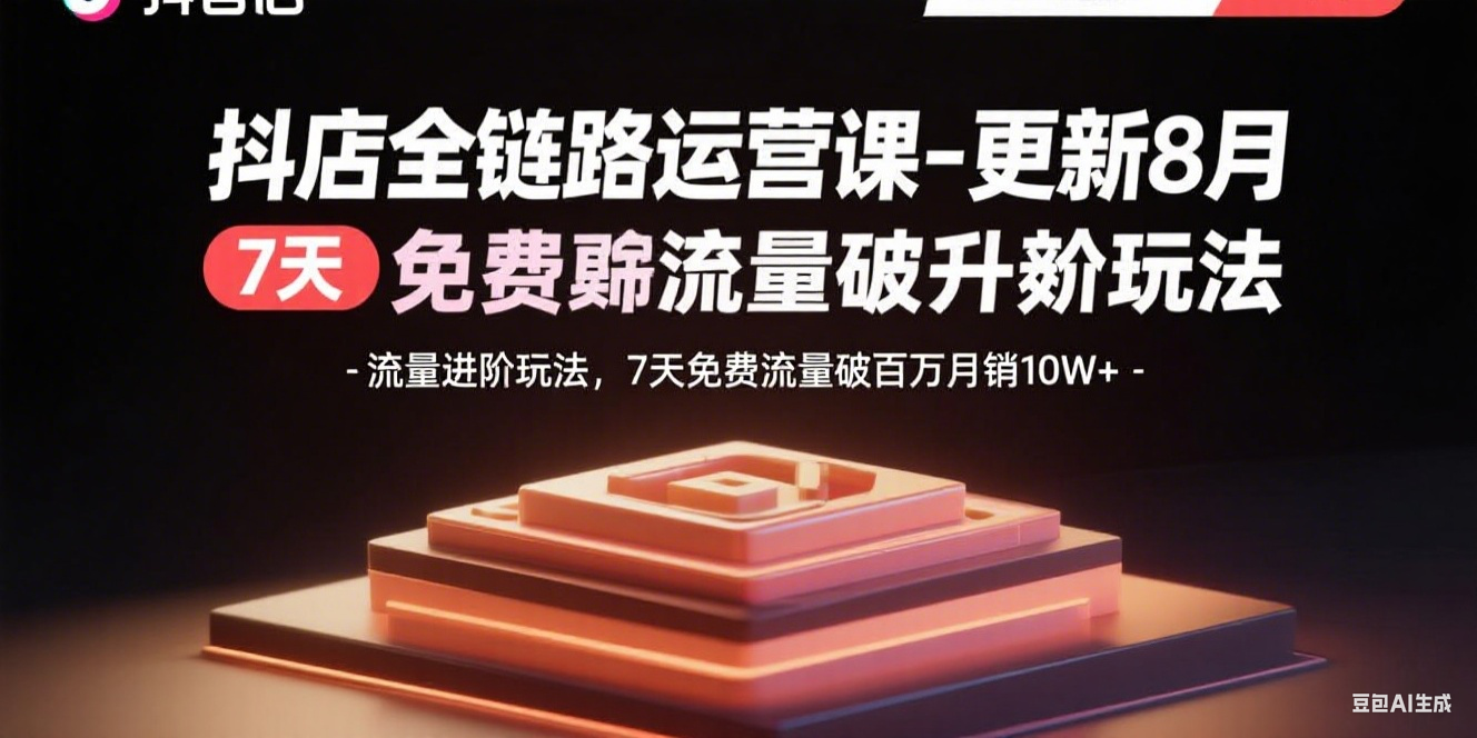 抖店全链路运营课-更新8月：流量进阶玩法，7天免费流量破百万月销10W+-大熊网创
