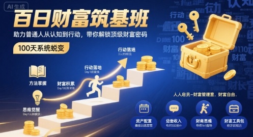 百日财富筑基班，助力普通人从认知到行动，带你解锁顶级财富密码-大熊网创