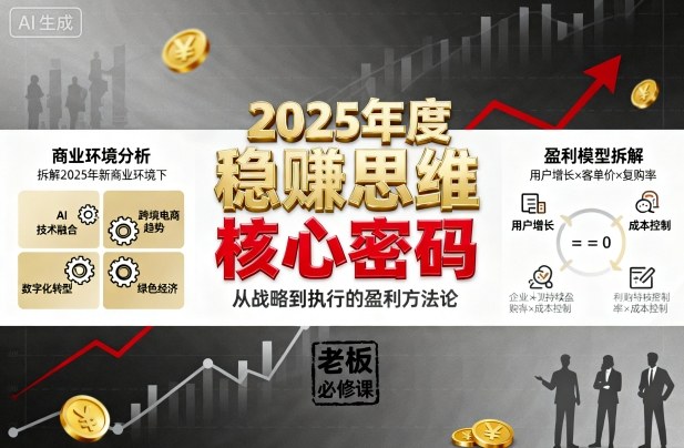 2025年度稳賺思维老板创业营，拆解2025年新商业环境下，企业实现持续盈利的核心密码-大熊网创