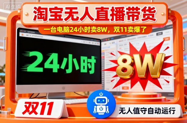 淘宝无人直播带货，一台电脑214小时卖8W，双11卖爆了【揭秘】-大熊网创