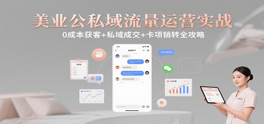 美业公私域流量运营实战：0成本获客+私域成交+卡项销转全攻略-大熊网创