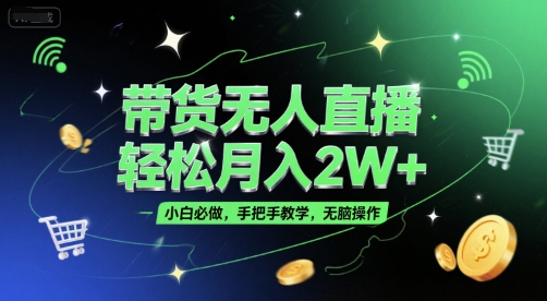 带货无人直播，轻松月入2W+，小白必做，手把手教学，无脑操作(附学习资料)-大熊网创