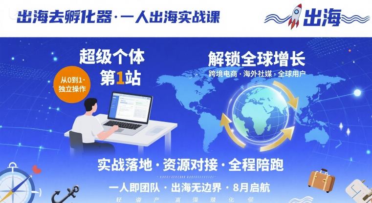 出海去孵化器，一人出海实战课，超级个体第1站，解锁全球增长-大熊网创