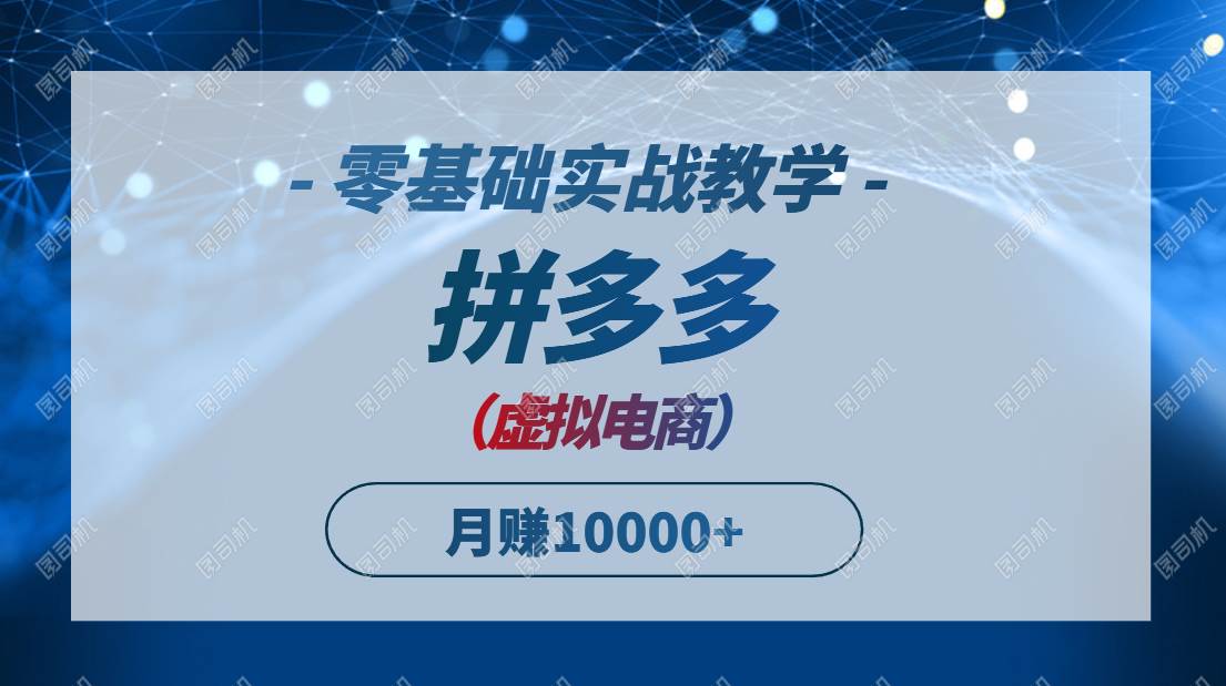 （14880期）拼多多虚拟电商，零基础实战教学，快速打爆商品，新手也能月入10000+-大熊网创