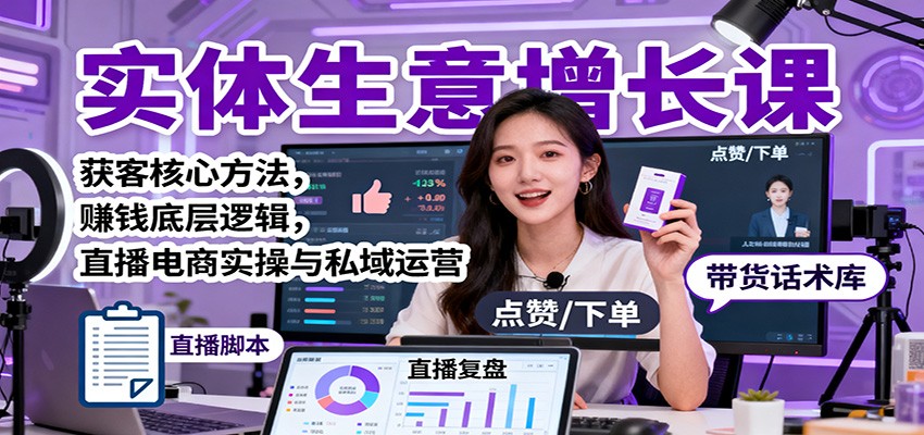 实体生意增长课：获客核心方法，赚钱底层逻辑，直播电商实操与私域运营-大熊网创