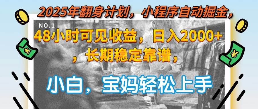 （15082期）2025年翻身计划，小程序自动掘金48小时可见收益，日入2000+，长期稳定…-大熊网创