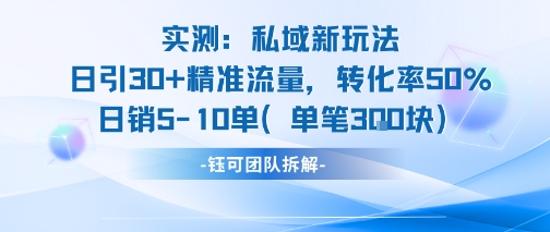 实测私域新玩法日引30加精准流量转化率50%日销5-10单每笔3张-大熊网创