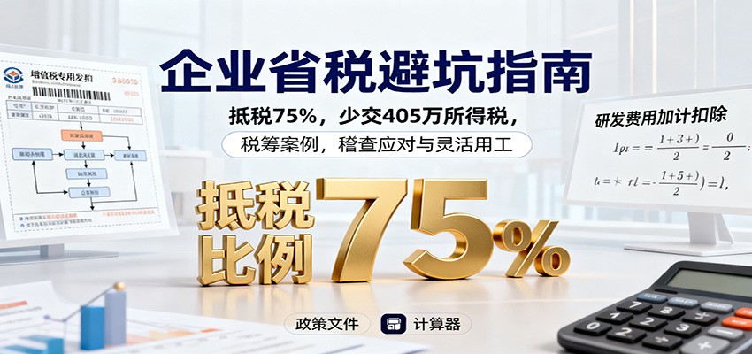 企业省税避坑指南：抵税75%，少交405万所得税，税筹案例，稽查应对与灵活用工-大熊网创