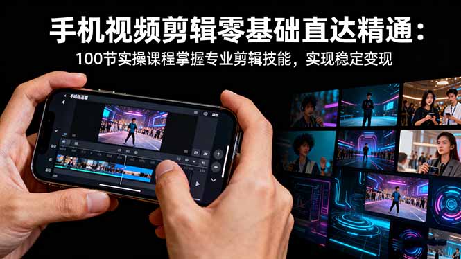 手机视频剪辑零基础直达精通：100节实操课程掌握专业剪辑技能，实现稳…-大熊网创